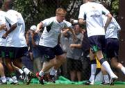 8 June 2002; Damien Duff, centre, during a Republic of Ireland training session in Chiba, Japan. Photo by David Maher/Sportsfile