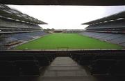 21 May 2002; A general view of Croke Park in Dublin, from the Canal End, looking north towards the Nally Stand and Hill 16, with the new Hogan Stand undr construction on the left, and Cusack Stand to the right. Photo by Brendan Moran/Sportsfile