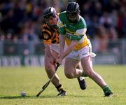 9 June 2002; Offaly's Brendan Murphy in action against Kilkenny's Noel Hickey during the Guinness Leinster Senior Hurling Championship Semi-Final match between Kilkenny and Offaly at Semple Stadium in Thurles, Tipperary. Photo by Aoife Rice/Sportsfile