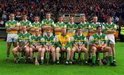 9 June 2002; The Offaly panel prior to the Guinness Leinster Senior Hurling Championship Semi-Final match between Kilkenny and Offaly at Semple Stadium in Thurles, Tipperary. Photo by Ray McManus/Sportsfile