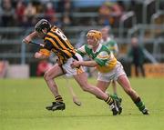 9 June 2002; Derek Lyng of Kilkenny in action against Offaly's Niall Claffey during the Guinness Leinster Senior Hurling Championship Semi-Final match between Kilkenny and Offaly at Semple Stadium in Thurles, Tipperary. Photo by Aoife Rice/Sportsfile