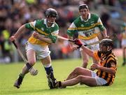 9 June 2002; Mick O'Hara of Offaly in action against Kilkenny's Martin Comerford during the Guinness Leinster Senior Hurling Championship Semi-Final match between Kilkenny and Offaly at Semple Stadium in Thurles, Tipperary. Photo by Aoife Rice/Sportsfile