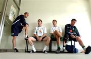 10 June 2002; Republic of Ireland players, from left, Gary Kelly, Robbie Keane, Jason McAteer and Alan Kelly prior to a Republic of Ireland press conference in Chiba, Japan. Photo by David Maher/Sportsfile