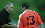 9 June 2002; Armagh Manager Joe Kernan in conversation with Steven McDonnell during the Bank of Ireland Ulster Senior Football Championship Semi-Final match between Armagh and Fermanagh at St TiernachÕs Park in Clones, Monaghan. Photo by Damien Eagers/Sportsfile