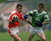 9 June 2002; Ronan Clarke of Armagh in action against Barry Owens of Fermanagh during the Bank of Ireland Ulster Senior Football Championship Semi-Final match between Armagh and Fermanagh at St TiernachÕs Park in Clones, Monaghan. Photo by Damien Eagers/Sportsfile