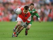 9 June 2002; Ciaran McHendry of Armagh in action during the Cumann na mBunscol match at half-time of the Bank of Ireland Ulster Senior Football Championship Semi-Final match between Armagh and Fermanagh at St TiernachÕs Park in Clones, Monaghan. Photo by Damien Eagers/Sportsfile
