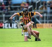 9 June 2002; Kilkenny's Derek Lyng is tackled by Niall Claffey of Offaly during the Guinness Leinster Senior Hurling Championship Semi-Final match between Kilkenny and Offaly at Semple Stadium in Thurles, Tipperary. Photo by Aoife Rice/Sportsfile