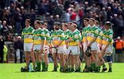 9 June 2002; The Offaly team stand together for the national anthem prior to the Guinness Leinster Senior Hurling Championship Semi-Final match between Kilkenny and Offaly at Semple Stadium in Thurles, Tipperary. Photo by Aoife Rice/Sportsfile