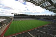 12 June 2002; A general view of the stadium, from the Hogan Stand, showing the newly laid pitch, the Nally Stand and Hill 16, at Croke Park in Dublin. Photo by Ray McManus/Sportsfile