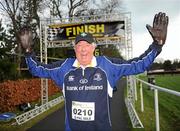 25 December 2011; Leinster Rugby supporter Jerry Liston, from Monkstown, Dublin, after finishing one of the many GOAL Mile's. Annual Goal Mile, Leopardstown Race Course, Dublin. Picture credit: Ray McManus / SPORTSFILE