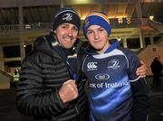 26 December 2011; Leinster supporters Joe Benson, right, with his father Paddy, from Monkstown, Co. Dublin, at the game. Celtic League, Leinster v Ulster, RDS, Ballsbridge, Dublin. Picture credit: David Maher / SPORTSFILE