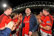 26 December 2011; Munster's John Hayes is applauded off the pitch by his team-mates after the game. Celtic League, Munster v Connacht, Thomond Park, Limerick. Picture credit: Diarmuid Greene / SPORTSFILE