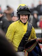 29 December 2011; Jockey Brian Hayes in the parade ring after winning the Martinstown Opportunity Handicap Steeplechase aboard Glam Gerry. Leopardstown Christmas Racing Festival 2011, Leopardstown Racecourse, Leopardstown, Dublin. Picture credit: Brian Lawless / SPORTSFILE
