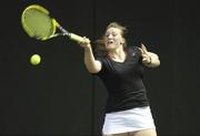 30 December 2011; Jenny Claffey, Elm Park, Co. Dublin, in action against Sinead Lohan, Tramore, Co. Waterford, during their Women's Singles semi-final. National Indoor Tennis Championship Semi-Finals, David Lloyd Riverview, Clonskeagh, Dublin. Photo by Sportsfile