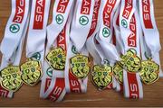 31 May 2017; A detailed view of participation medals during the SPAR FAI Primary School 5s National Finals at Aviva Stadium where girls and boys from 12 counties battled it out for national honours. The 2017 SPAR FAI Primary School 5s Programme was the biggest yet as almost 28,576 children from 1,495 schools took part in county, regional and provincial blitzes nationwide. For further information please see www.spar.ie or www.faischools.ie Photo by Cody Glenn/Sportsfile