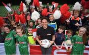31 May 2017; SPAR FAI Primary School 5s Programme ambassador and former Republic of Ireland International Keith Andrews joined the cheering section and players from Carnmore NS, Co Galway, during the SPAR FAI Primary School 5s National Finals in Aviva Stadium where girls and boys from 12 counties battled it out for national honours. The 2017 SPAR FAI Primary School 5s Programme was the biggest yet as almost 28,576 children from 1,495 schools took part in county, regional and provincial blitzes nationwide. For further information please see www.spar.ie or www.faischools.ie Photo by Cody Glenn/Sportsfile