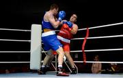 31 May 2017; Dean Gardiner, Clonmel, left, in action against Martin Keenan, Rathkeale, during their 91+kg Super-Heavy Weight IABA Box-Off for the European Championships at the National Stadium in Dublin. Photo by Piaras Ó Mídheach/Sportsfile