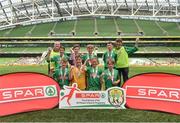 31 May 2017; The Scoil Chiaráin Naofa team, Co Galway, with their medals following the SPAR FAI Primary School 5s National Finals at Aviva Stadium, in Lansdowne Rd, Dublin 4. Photo by Sam Barnes/Sportsfile