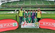 31 May 2017; The Scoil Lognáid team, Co Galway, with their medals following the SPAR FAI Primary School 5s National Finals at Aviva Stadium, in Lansdowne Rd, Dublin 4. Photo by Sam Barnes/Sportsfile