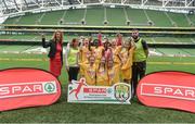 31 May 2017; The Woodland NS team, Co Donegal, with their medals following the SPAR FAI Primary School 5s National Finals at Aviva Stadium, in Lansdowne Rd, Dublin 4. Photo by Sam Barnes/Sportsfile