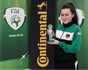 1 June 2017; Ciara McNamara from Cork City WFC with her Continental Tyres Women's National League Player of the Month award for May 2017 at FAI HQ, Abbotstown, Dublin 15.  Photo by Matt Browne/Sportsfile
