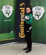 1 June 2017; Ciara McNamara from Cork City WFC with her Continental Tyres Women's National League Player of the Month award for May 2017 at FAI HQ, Abbotstown, Dublin 15.  Photo by Matt Browne/Sportsfile