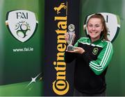 1 June 2017; Eleanor Ryan-Doyle from Peamount United with her Continental Tyres Women's National League Player of the Month award for March 2017 at FAI HQ, Abbotstown, Dublin 15.  Photo by Matt Browne/Sportsfile