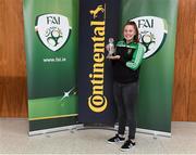 1 June 2017; Eleanor Ryan-Doyle from Peamount Unitedwith her Continental Tyres Women's National League Player of the Month award for March 2017 at FAI HQ, Abbotstown, Dublin 15.  Photo by Matt Browne/Sportsfile