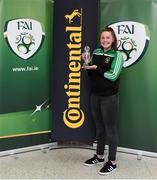 1 June 2017; Eleanor Ryan-Doyle from Peamount Unitedwith her Continental Tyres Women's National League Player of the Month award for March 2017 at FAI HQ, Abbotstown, Dublin 15.  Photo by Matt Browne/Sportsfile
