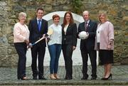 6 June 2017; Minister for Transport, Tourism and Sport, Shane Ross with Patrick O’Donovan TD, Minister of State for Tourism and Sport who were joined by from left Camogie Association CEO, Joan O’Flynn, WGPA President, Aoife Lane, Sinead McNulty from DIT and LGFA President, Marie Hickey, were all present to announce funding to the value of €428,000 which will be provided to adult intercounty Camogie and Ladies Gaelic Football teams in the coming weeks. €500,000 worth of funding will be provided in 2017 and again in 2018. The funding, which will be distributed through Sport Ireland, was agreed following a joint proposal by the Camogie Association, the LGFA and the WGPA . Wilson Hartnell, Ely Place, Dublin. Photo by Matt Browne/Sportsfile