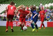 31 May 2017; Ella Moriarty of Our Lady of Good Counsel GNS, Co Dublin, in action against Jennifer Sheehy of Scoil Niocláis, Co Cork, during the SPAR FAI Primary School 5s National Finals at Aviva Stadium, in Lansdowne Rd, Dublin 4. Photo by Sam Barnes/Sportsfile