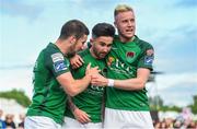 2 June 2017; Cork City's Sean Maguire, centre, celebrates with teammates Gearóid Morrissey, left, and Kevin O'Connor after scoring his side's first goal of the game during the SSE Airtricity League Premier Division match between Dundalk and Cork City at Oriel Park in Dundalk, Co. Louth. Photo by Ramsey Cardy/Sportsfile