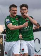 2 June 2017; Sean Maguire of Cork City celebrates after scoring his side's third goal of the game with Steven Beattie, left, during the SSE Airtricity League Premier Division match between Dundalk and Cork City at Oriel Park in Dundalk, Co. Louth. Photo by Ramsey Cardy/Sportsfile