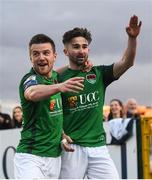 2 June 2017; Sean Maguire of Cork City celebrates after scoring his side's third goal of the game with Steven Beattie, left, during the SSE Airtricity League Premier Division match between Dundalk and Cork City at Oriel Park in Dundalk, Co. Louth. Photo by Ramsey Cardy/Sportsfile