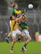 8 January 2012; Ciaran Lenihan, left, and Alan Forde, Meath, in action against Niall Murphy, Wexford. Bord Na Mona O'Byrne Cup, First Round, Meath v Wexford, Pairc Tailteann, Navan, Co. Meath. Picture credit: Brendan Moran / SPORTSFILE
