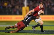 3 June 2017; Ross Moriarty of the British & Irish Lions is tackled by Sevu Reece of the New Zealand Provincial Barbarians during the match between the New Zealand Provincial Barbarians and the British & Irish Lions at Toll Stadium in Whangarei, New Zealand. Photo by Stephen McCarthy/Sportsfile
