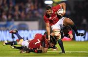 3 June 2017; Taulupe Faletau of the British & Irish Lions is tackled by Jack Stratton of the New Zealand Provincial Barbarians during the match between the New Zealand Provincial Barbarians and the British & Irish Lions at Toll Stadium in Whangarei, New Zealand. Photo by Stephen McCarthy/Sportsfile