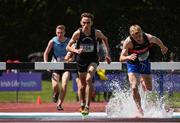 3 June 2017; Brian Fay of Belvedere College, Co Dublin, centre, and Mark Twomey of St Augustines, Co Dublin, competing in the Senior Boy's 2000m Steeplechase during the Irish Life Health All Ireland Schools Track & Field Championships 2017 at Tullamore Harrier Stadium, in Co. Offaly. Photo by Sam Barnes/Sportsfile