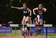 3 June 2017; Brian Fay of Belvedere College, Co Dublin, left, and Mark Twomey of St Augustines, Co Dublin, competing in the Senior Boy's 2000m Steeplechase during the Irish Life Health All Ireland Schools Track & Field Championships 2017 at Tullamore Harrier Stadium, in Co. Offaly. Photo by Sam Barnes/Sportsfile