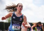 3 June 2017; Ciara Neville of Castletroy College, Co Limerick, after winning the Senior Girl's 100m during the Irish Life Health All Ireland Schools Track & Field Championships 2017 at Tullamore Harrier Stadium, in Co. Offaly. Photo by Sam Barnes/Sportsfile