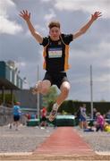 3 June 2017; Lucas Moylan of Newbridge, Co Kildare, competing in the Intermediate Boy's Long Jump during the Irish Life Health All Ireland Schools Track & Field Championships 2017 at Tullamore Harrier Stadium, in Co. Offaly. Photo by Sam Barnes/Sportsfile