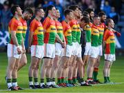 3 June 2017; Carlow players stand for the National Anthem before the Leinster GAA Football Senior Championship Quarter-Final match between Dublin and Carlow at O'Moore Park, Portlaoise, in Co. Laois.  Photo by Ray McManus/Sportsfile
