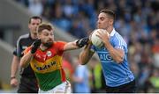 3 June 2017; James McCarthy of Dublin in action against Daniel St Ledger of Carlow during the Leinster GAA Football Senior Championship Quarter-Final match between Dublin and Carlow at O'Moore Park, Portlaoise, in Co. Laois. Photo by Daire Brennan/Sportsfile