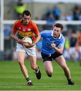 3 June 2017; Sean Gannon of Carlow in action against Jack McCaffrey of Dublin during the Leinster GAA Football Senior Championship Quarter-Final match between Dublin and Carlow at O'Moore Park, Portlaoise, in Co. Laois.  Photo by Ray McManus/Sportsfile