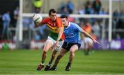 3 June 2017; Sean Gannon of Carlow in action against Jack McCaffrey of Dublin during the Leinster GAA Football Senior Championship Quarter-Final match between Dublin and Carlow at O'Moore Park, Portlaoise, in Co. Laois.  Photo by Ray McManus/Sportsfile