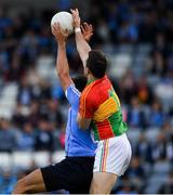 3 June 2017; Cian O'Sullivan of Dublin in action against Darragh Foley of Carlow during the Leinster GAA Football Senior Championship Quarter-Final match between Dublin and Carlow at O'Moore Park, Portlaoise, in Co. Laois.  Photo by Ray McManus/Sportsfile