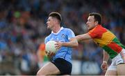3 June 2017; Eric Lowndes of Dublin in action against Darragh Foley of Carlow during the Leinster GAA Football Senior Championship Quarter-Final match between Dublin and Carlow at O'Moore Park, Portlaoise, in Co. Laois. Photo by Daire Brennan/Sportsfile