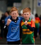 3 June 2017; Brothers Harry Ryan, left, aged 11, and Sam, aged 10, from Sandyford, Co Dublin, but with Carlow family connections ahead of the Leinster GAA Football Senior Championship Quarter-Final match between Dublin and Carlow at O'Moore Park, Portlaoise, in Co. Laois. Photo by Daire Brennan/Sportsfile
