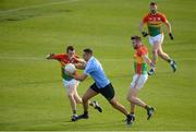 3 June 2017; James McCarthy of Dublin in action against Seán Gannon, left, and Eoghan Ruth of Carlow during the Leinster GAA Football Senior Championship Quarter-Final match between Dublin and Carlow at O'Moore Park, Portlaoise, in Co. Laois. Photo by Daire Brennan/Sportsfile