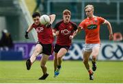 4 June 2017; Calum Fitzsimons of Down in action against Cian McConville of Armagh during the Ulster GAA Football Minor Championship Quarter-Final match between Down and Armagh at Páirc Esler, in Newry. Photo by Philip Fitzpatrick/Sportsfile